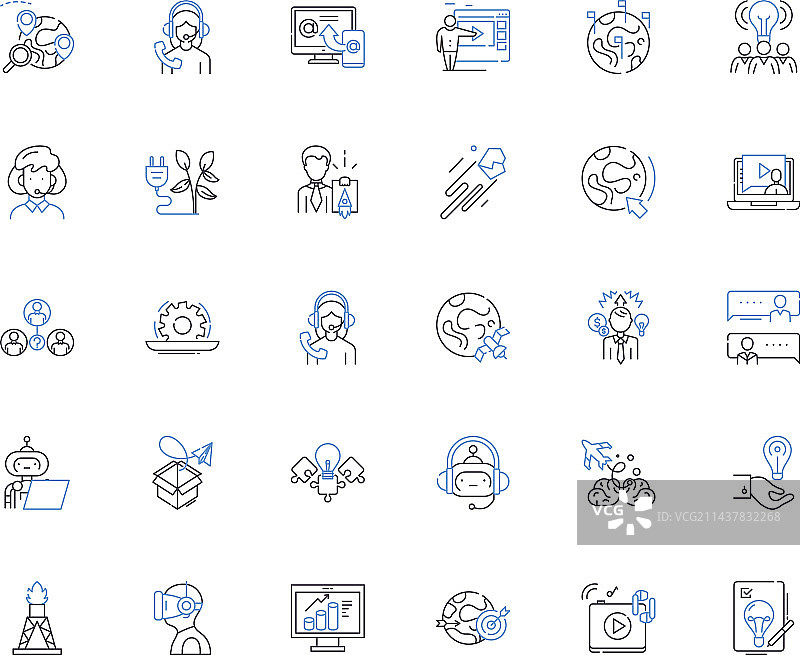 开发进度线性图标合集图片素材