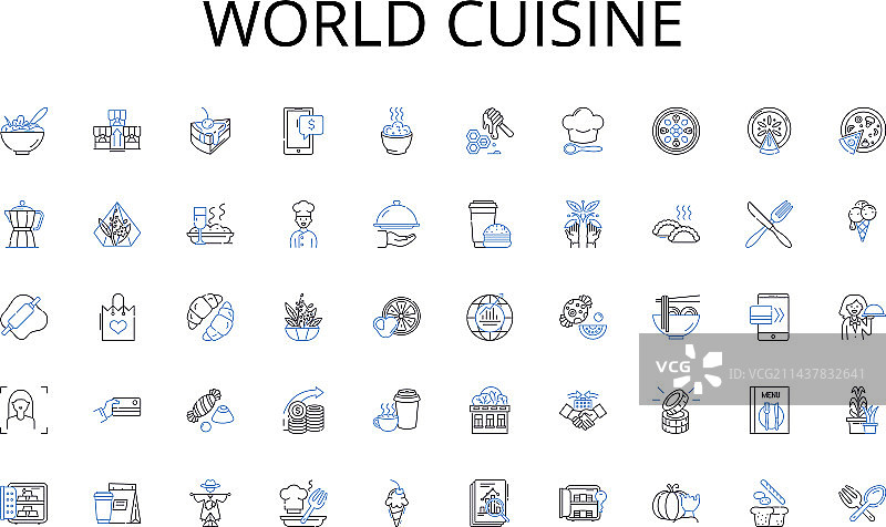 世界美食线条图标合集图片素材