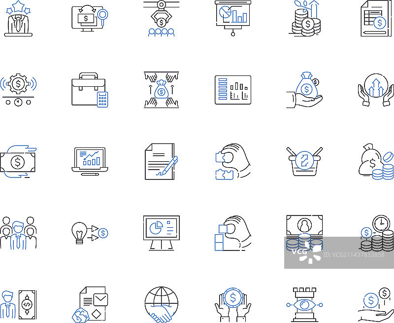 资产监管线性图标合集图片素材