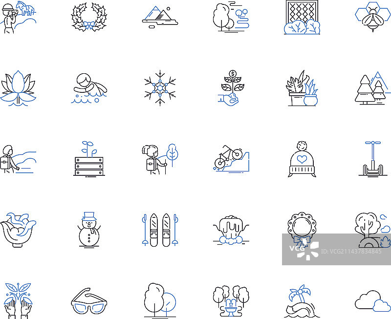 雨雪风天气线性图标合集图片素材