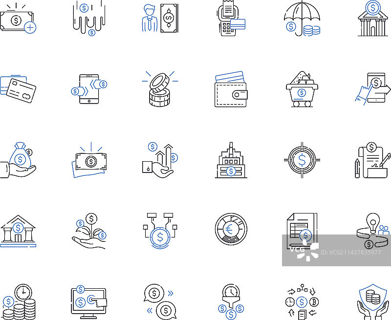 我的货币财富现金线条图标集合图片素材