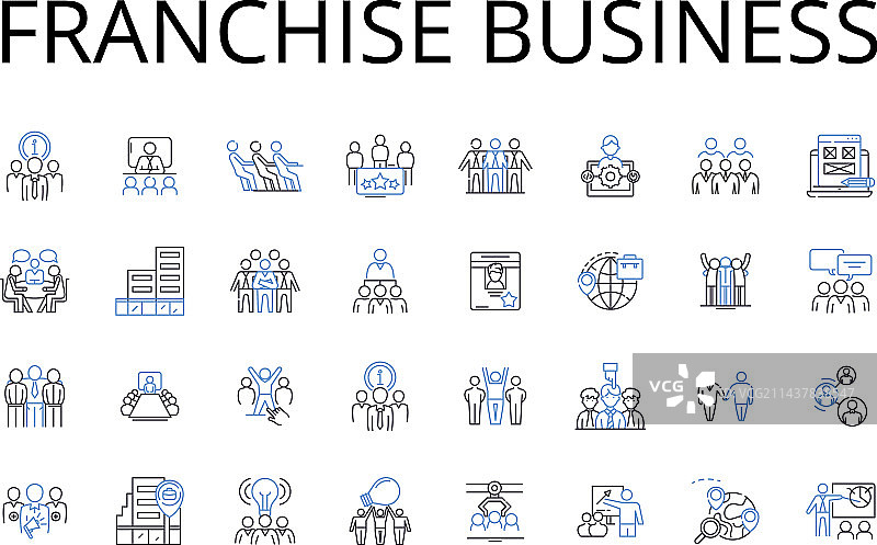 特许经营业务线性图标合集图片素材