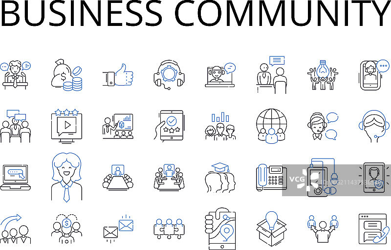 商业社区线性图标合集图片素材