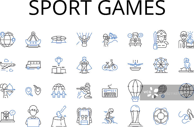 运动会线条图标合集图片素材