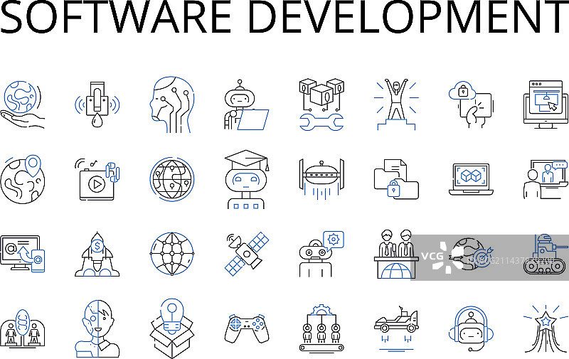 软件开发线性图标合集图片素材