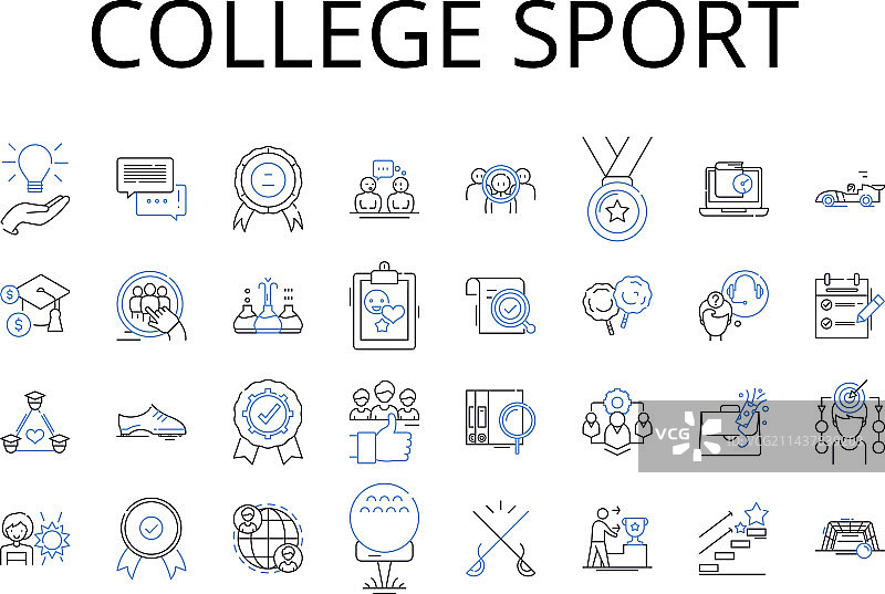 大学运动项目线性图标合集图片素材