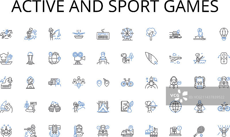 运动游戏线性图标合集图片素材