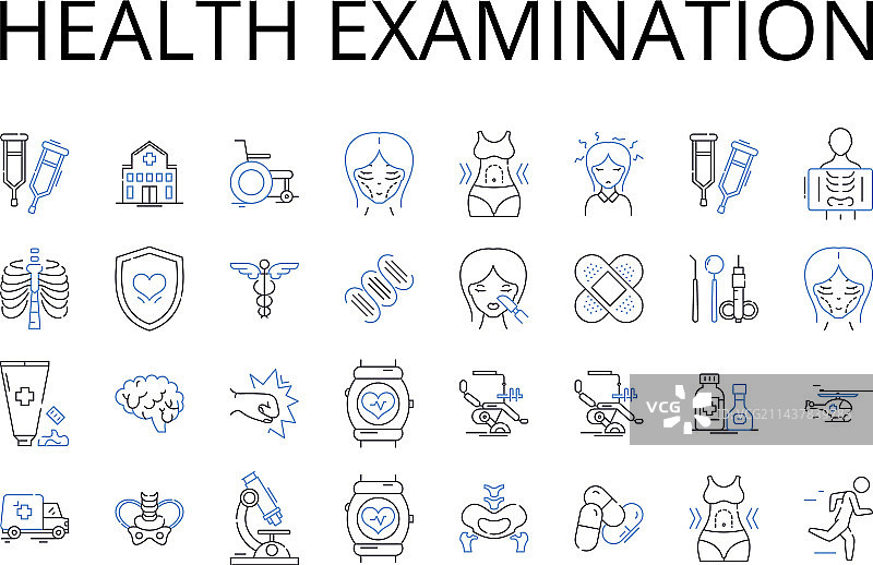 牙科体检线性图标合集图片素材