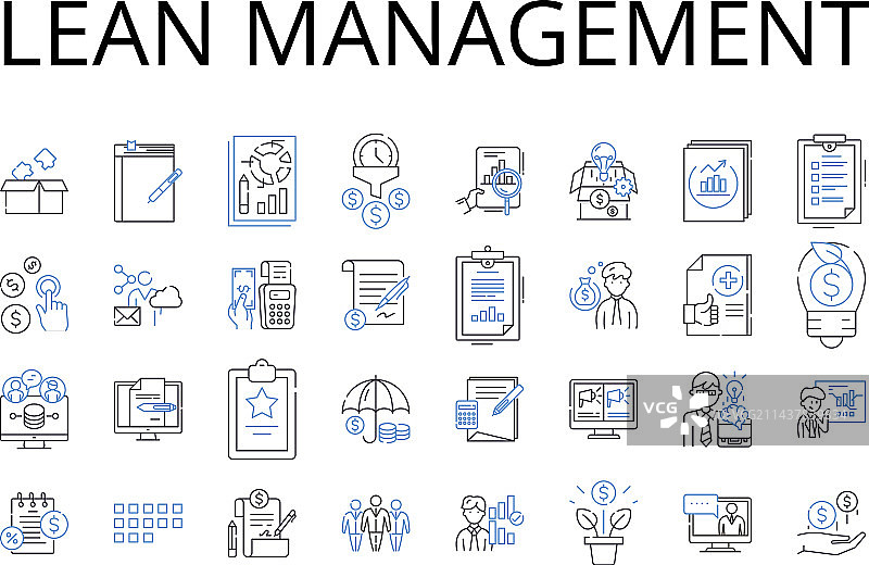 精益管理线性图标集合图片素材