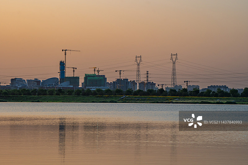 河北正定新区日落图片素材