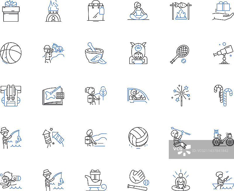 游乐行业线性图标合集图片素材