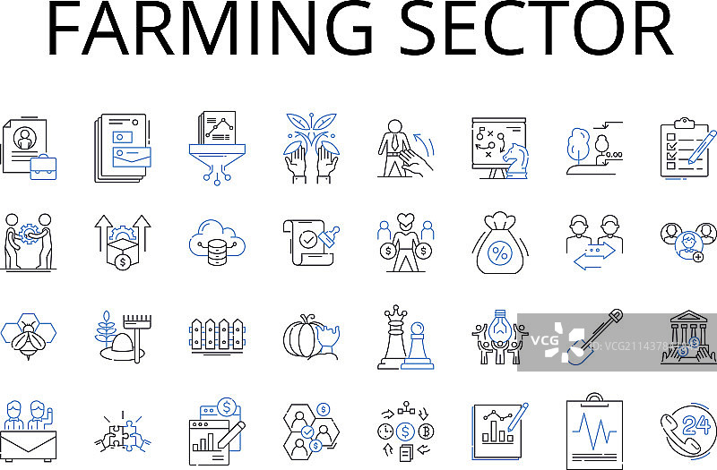 农业领域线性图标合集图片素材