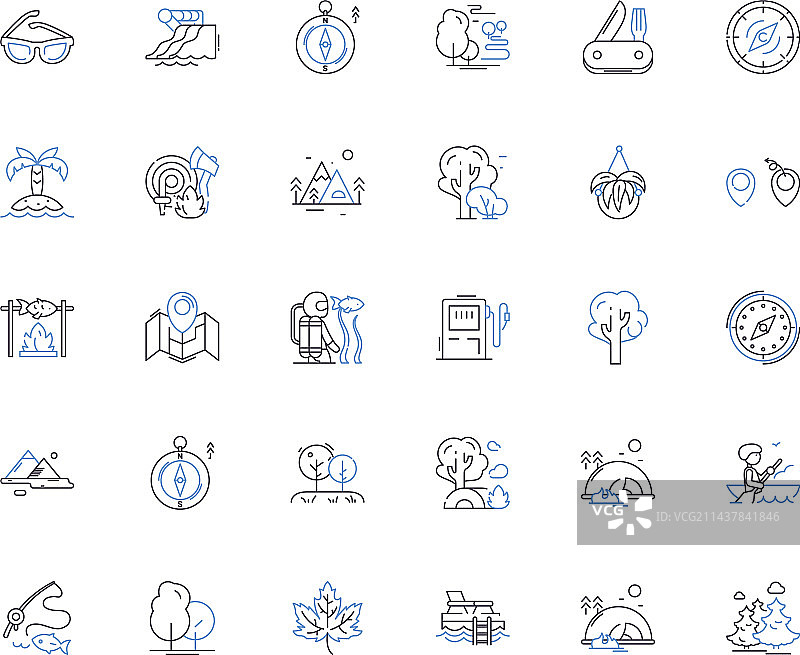 公路旅行线性图标合集图片素材