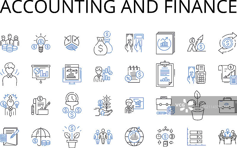 会计金融线性图标合集图片素材