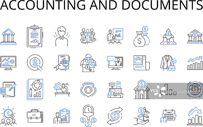 会计与文档线性图标集合图片素材