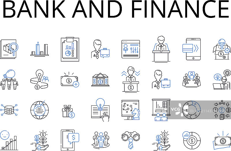 银行与金融线性图标合集图片素材