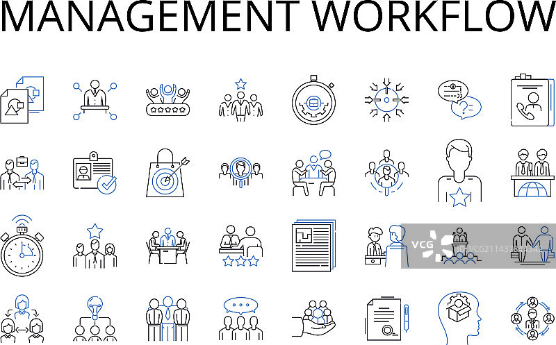 管理工作流程线性图标合集项目图片素材