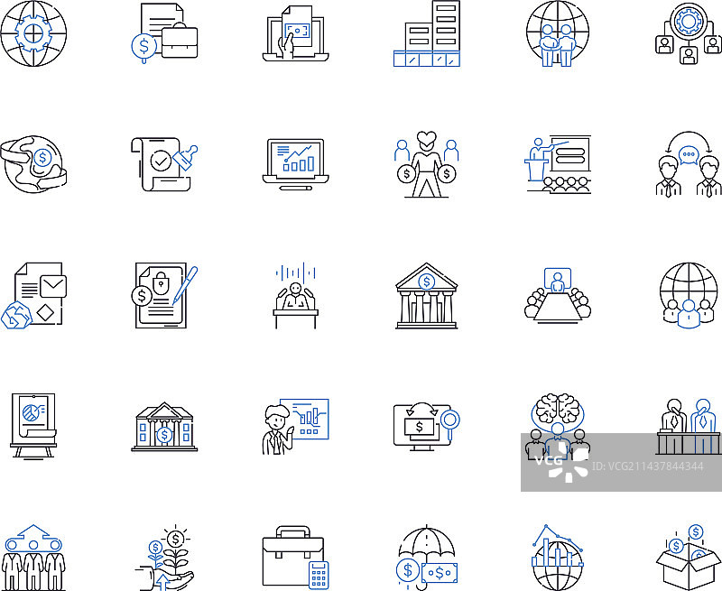 全球贸易出口线性图标集合图片素材