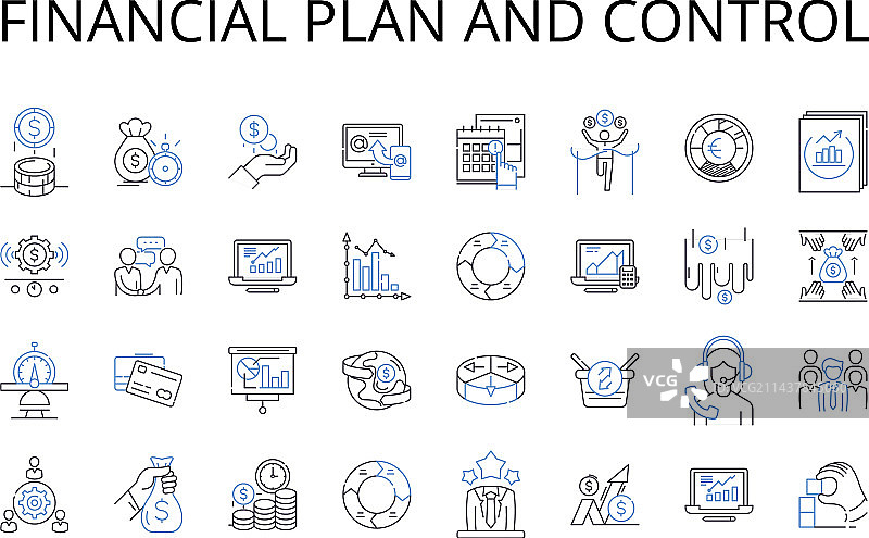 金融计划和控制线性图标合集图片素材