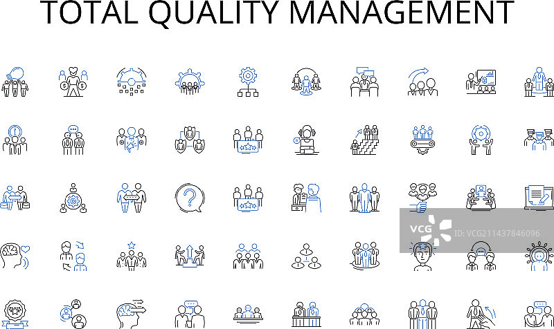全面质量管理线性图标合集图片素材