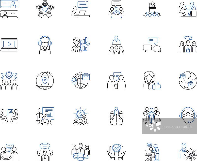 媒体关系线性图标集合图片素材