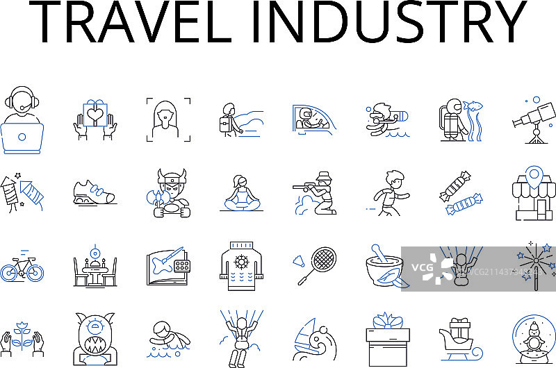 旅游行业线性图标图片素材