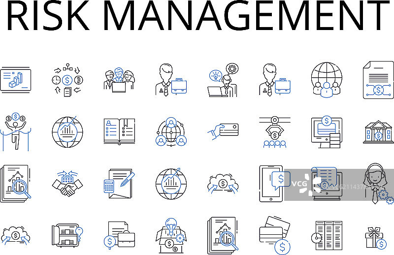 风险管理线性图标合集图片素材