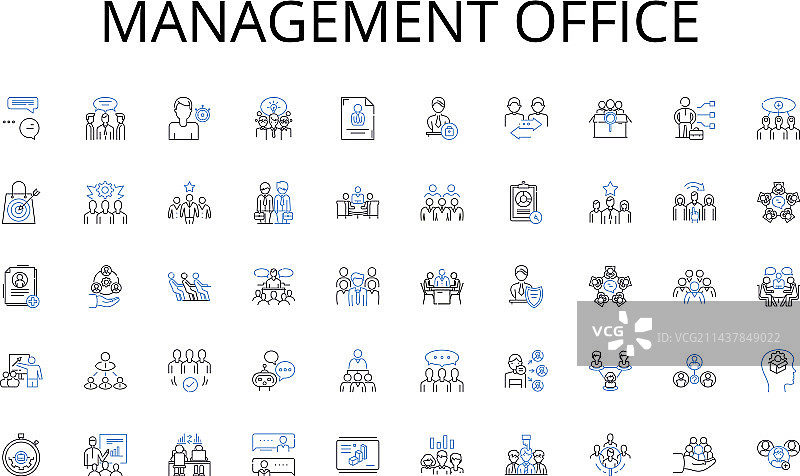 管理办公室与吉他线条图标集图片素材