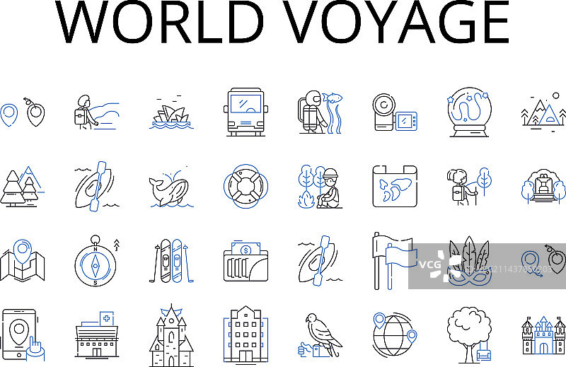 世界航海线路图标合集：全球旅程图片素材