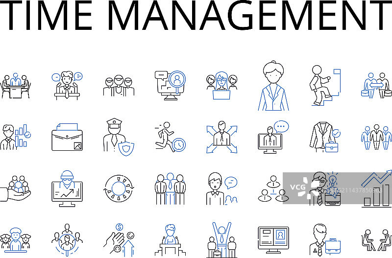 时间管理线性图标收集目标图片素材
