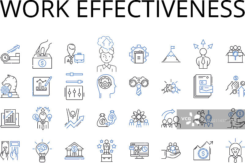 工作效率线性图标合集图片素材