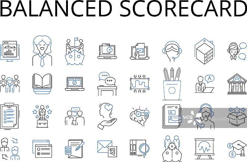 平衡计分卡线性图标合集图片素材