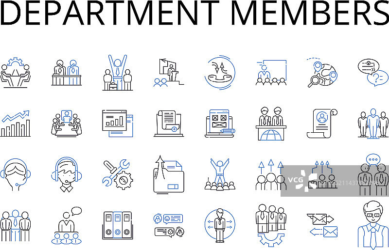 部门成员线性图标合集图片素材