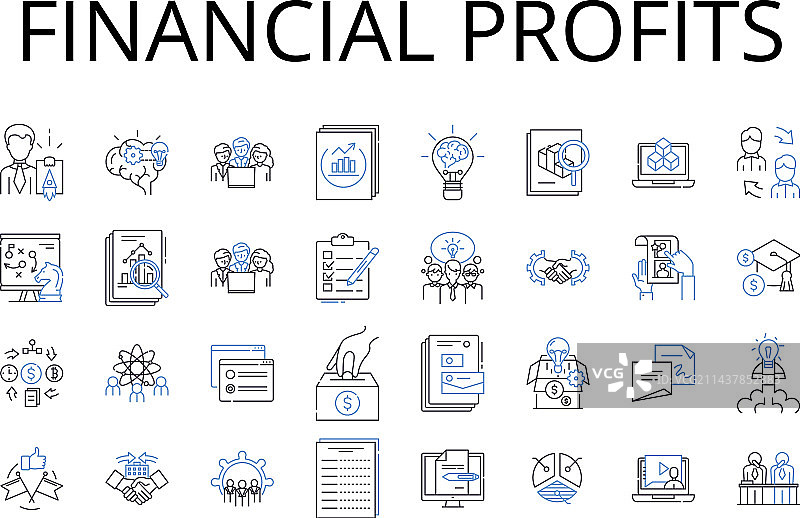 经济利润线条图标合集图片素材