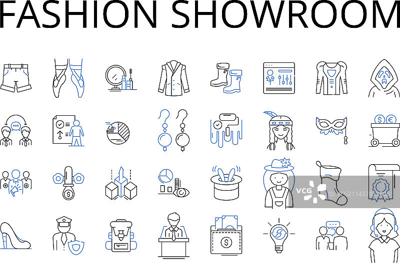 时装展示厅线条图标集合之美图片素材