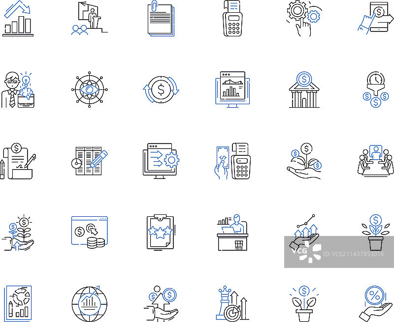 资产评估线条图标合集图片素材