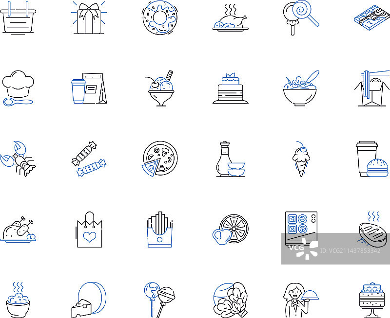 农产品市场摊位线性图标系列图片素材