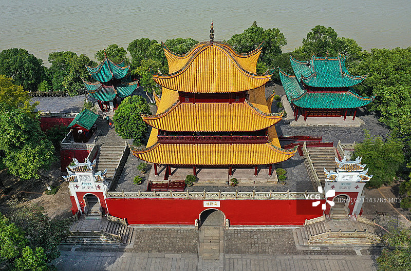 湖南省岳阳市国家重点风景名胜岳阳楼景区航拍图片素材