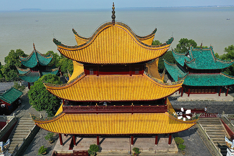 湖南省岳阳市国家重点风景名胜岳阳楼景区航拍图片素材