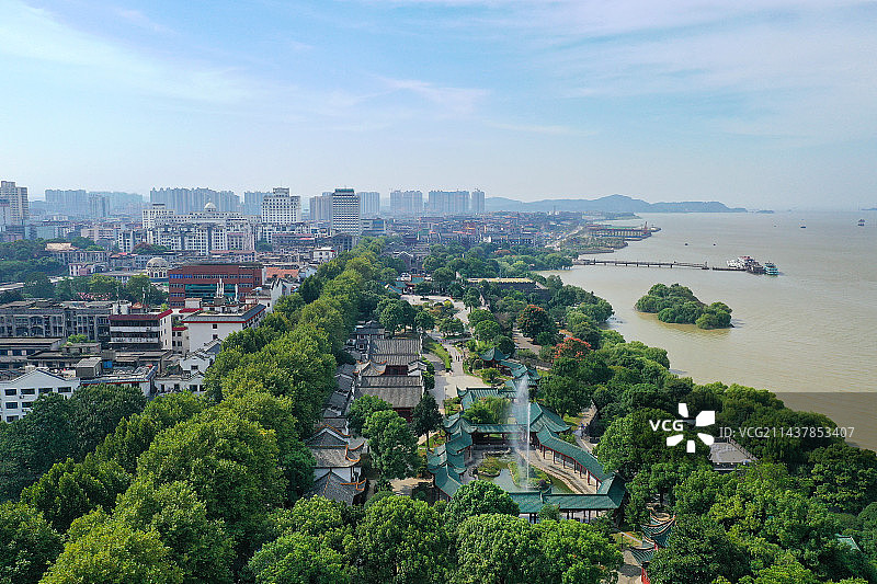 湖南省岳阳市国家重点风景名胜岳阳楼景区航拍图片素材