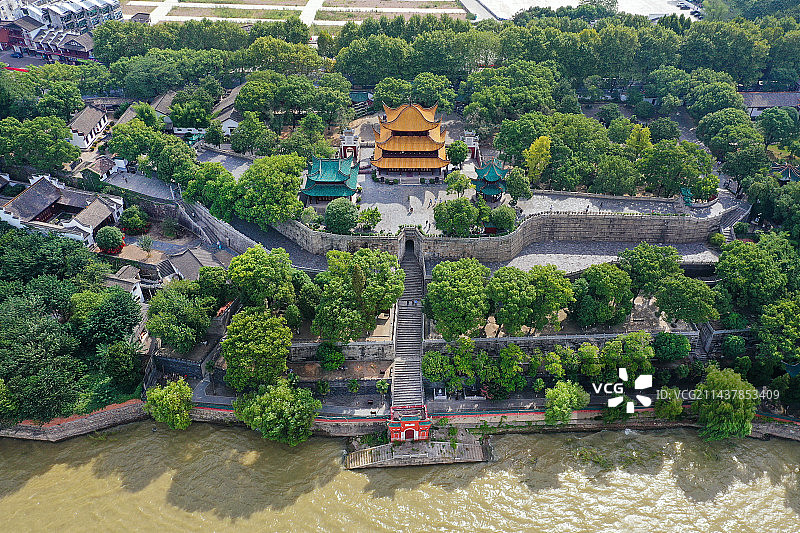 湖南省岳阳市国家重点风景名胜岳阳楼景区航拍图片素材