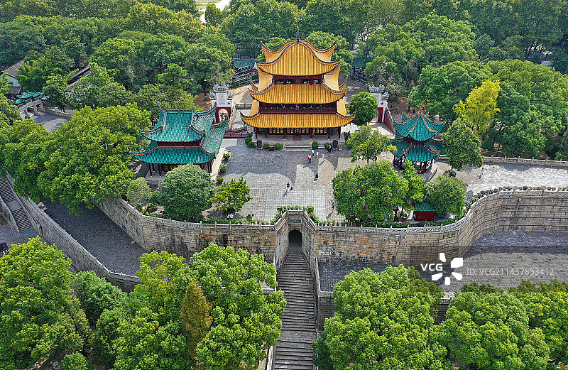 湖南省岳阳市国家重点风景名胜岳阳楼景区航拍图片素材