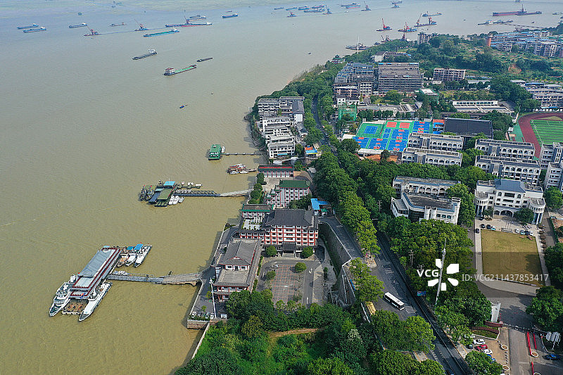 湖南省岳阳市国家重点风景名胜岳阳楼景区航拍图片素材