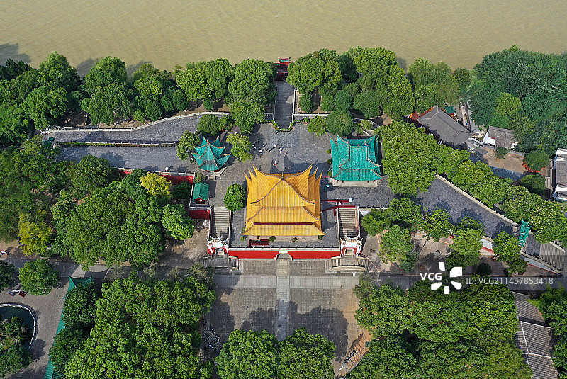 湖南省岳阳市国家重点风景名胜岳阳楼景区航拍图片素材