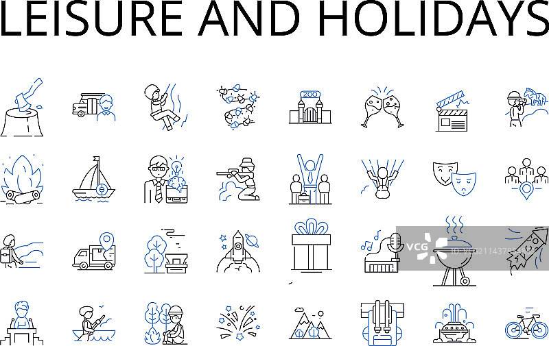 休闲与假日线性图标合集图片素材