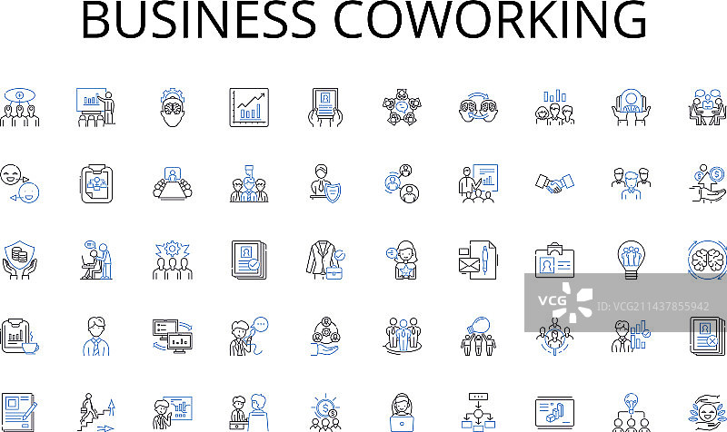 商务共享办公线性图标合集图片素材