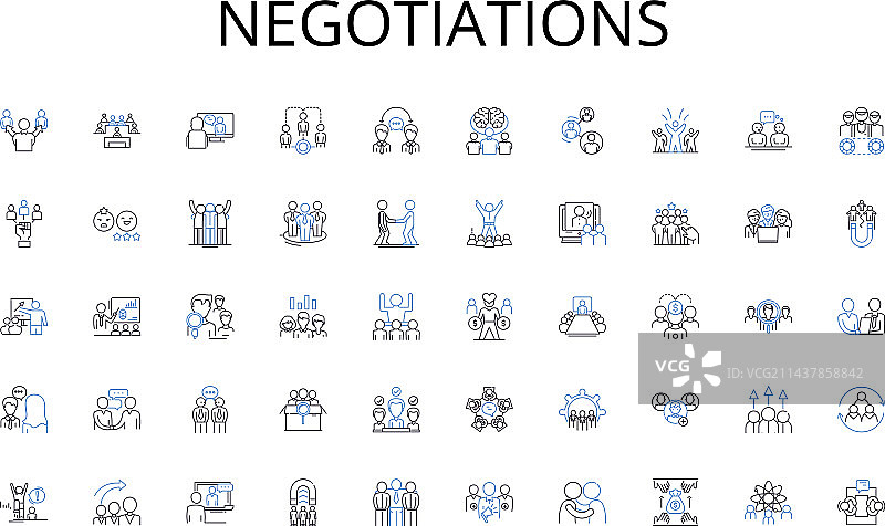 谈判线性图标合集图片素材