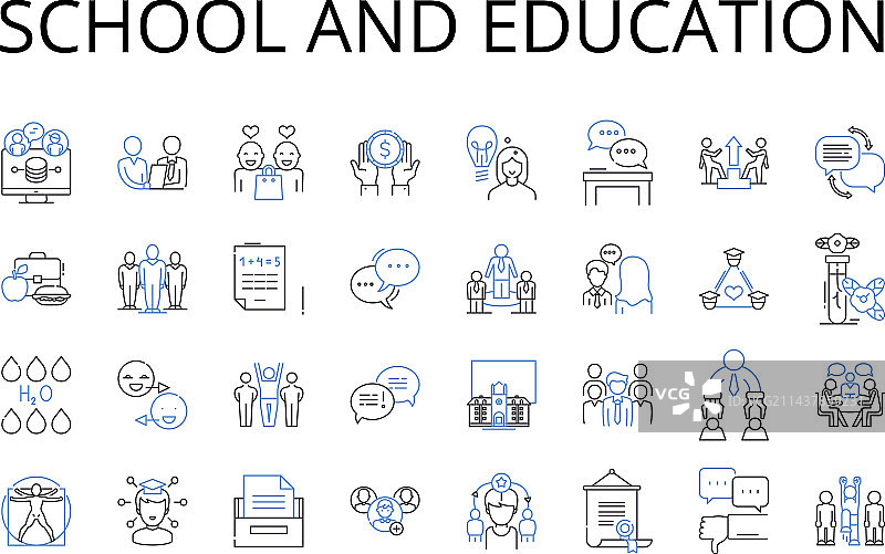 学校和教育线性图标集合图片素材