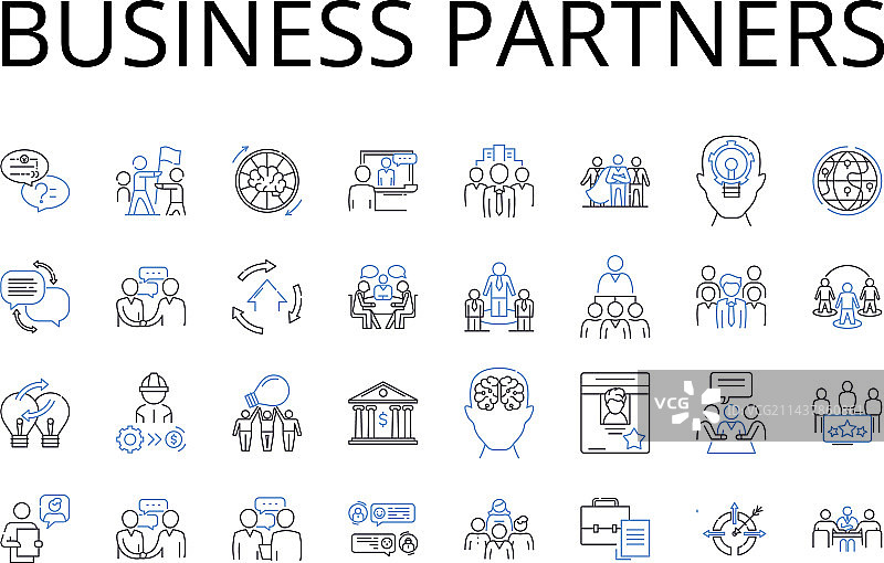 商业伙伴线性图标合集图片素材