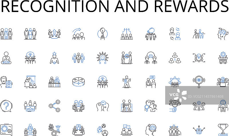 识别和奖励线性图标合集图片素材